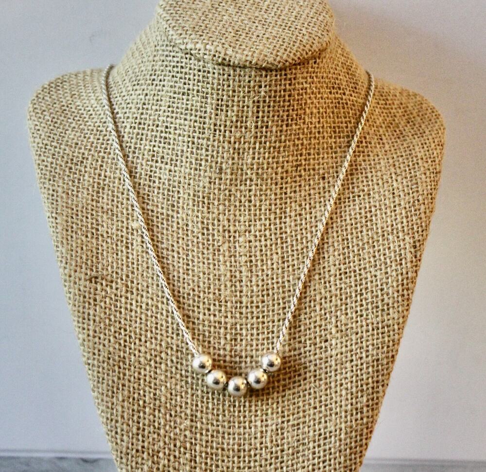FAS Sterling Silver Italan made Rope Chain Necklace with Silver Beads